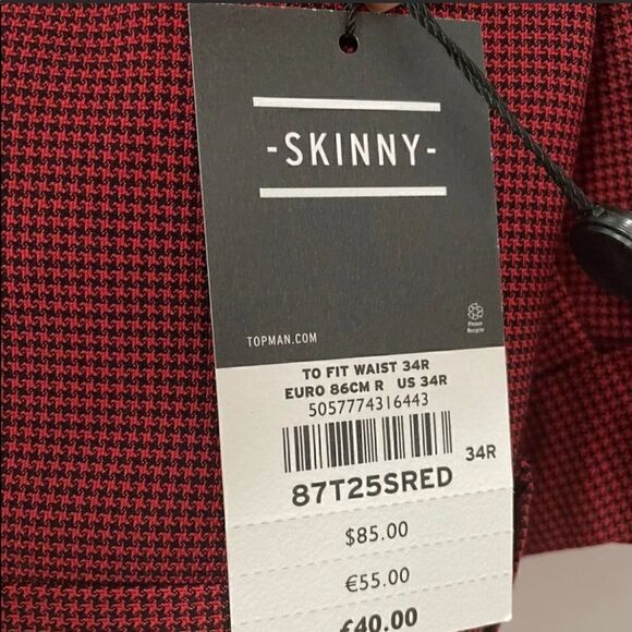 NWT TOPMAN SUIT BLACK/RED   - Picture 12 of 15